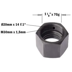 CMT 993.530.02 Ecrou De Fixation De Mandrin Sur Défonceuse Stationaire - Gauche M30x1,5x1 1/8''